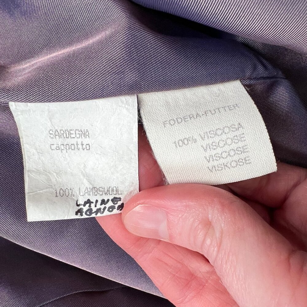 Vintage 100% Lambswool Double Breasted Oversized Pea Coat Trench Jacket Peacoat - Picture 7 of 9